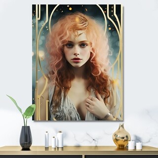 Designart "Art Nouveau Playful Elegance" Fashion Woman Wall Decor - Bed